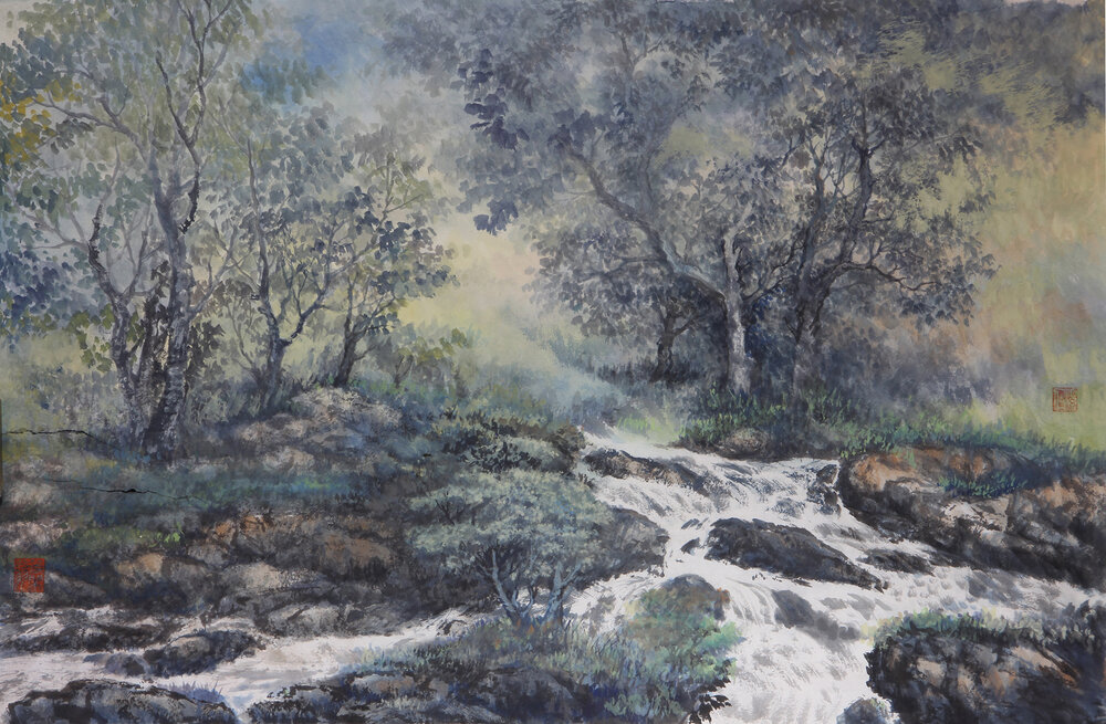 盛絜作品11《深林赏八音》  规格：67×46cm